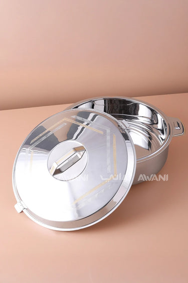 Stainless Steel Hotpot – Silver & Gold 3000 ML