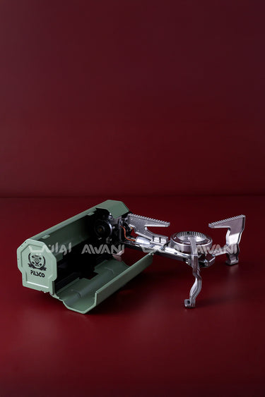 Green Compact Camping Stove with Adjustable Flame