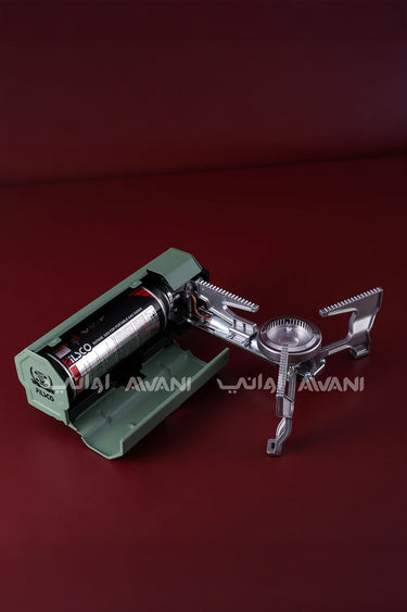 Green Compact Camping Stove with Adjustable Flame