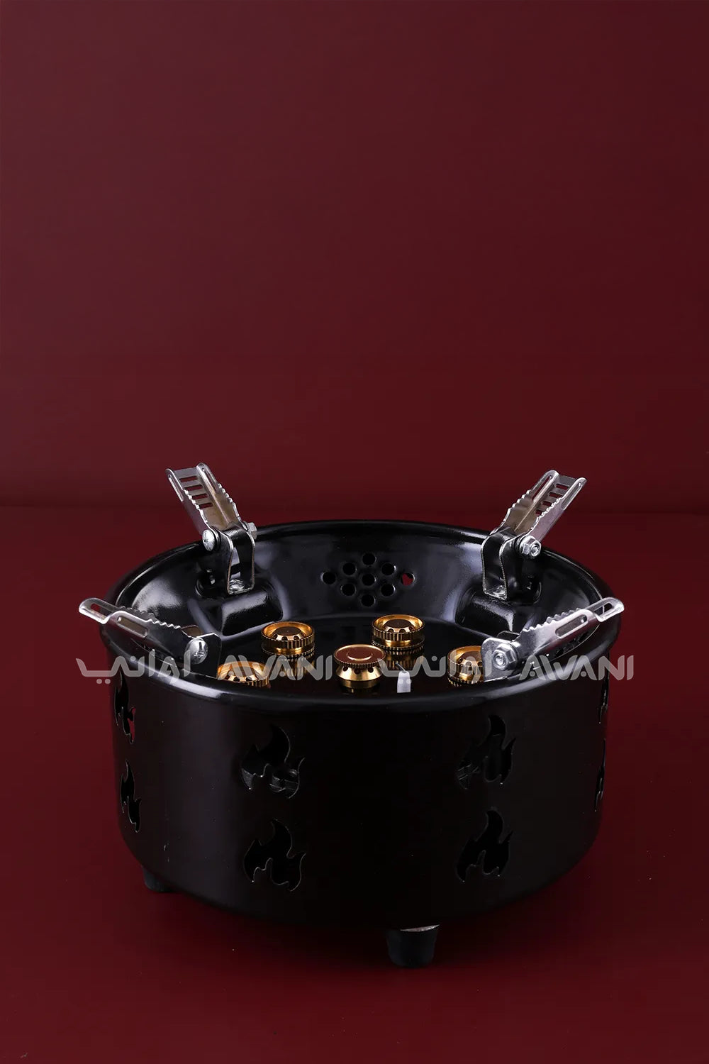 موقد غاز محمول خفيف الوزن باللون الأسود