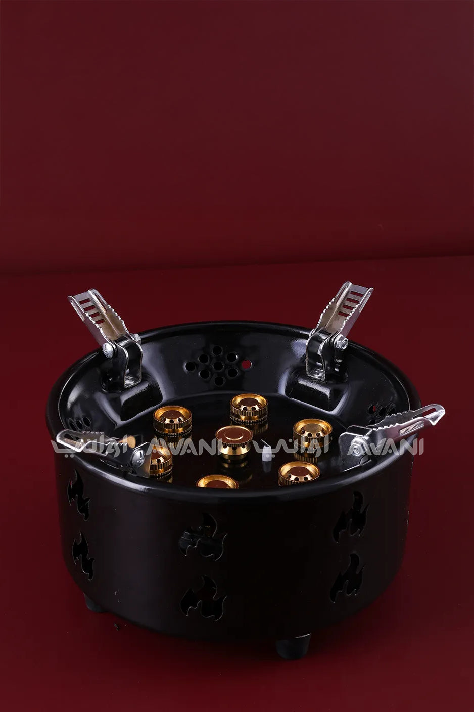 موقد غاز محمول خفيف الوزن باللون الأسود