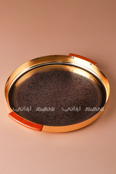 Decorative Storage Tray, Golden Round Storage Trays Plate, Stainless Steel Metal