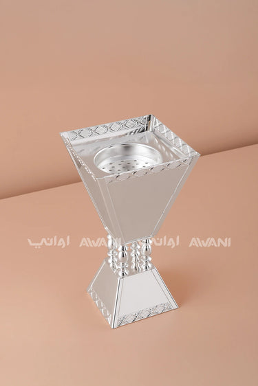 Silver Steel Incense Burner With Pillar Design