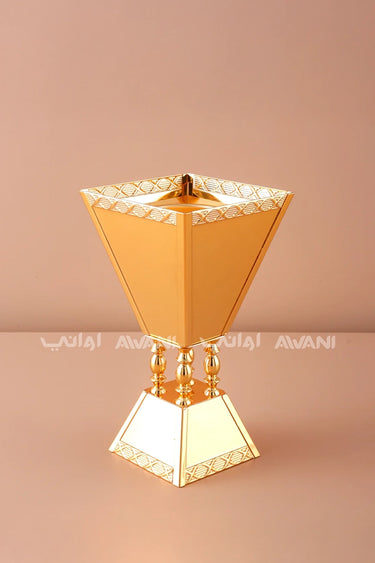 Gold Steel  Incense Burner With Pillar Design