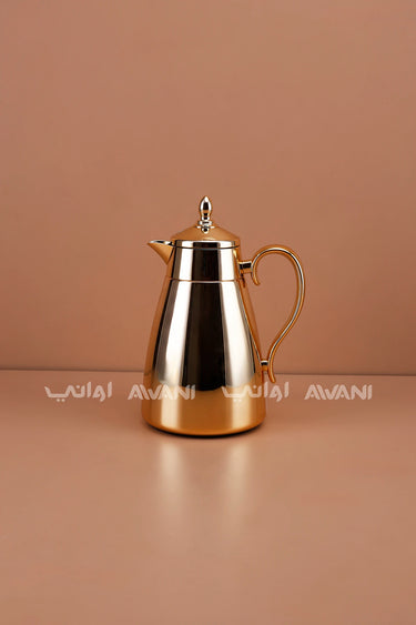 Gold-Tone Insulated Thermal Vacuum Flask – Arabic Coffee & Tea Server - 1 L