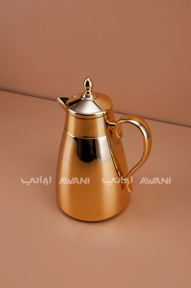 Gold-Tone Insulated Thermal Vacuum Flask – Arabic Coffee & Tea Server - 1 L