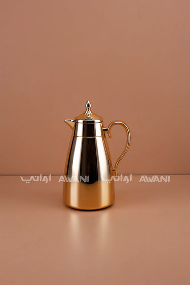Gold-Tone Insulated Thermal Vacuum Flask – Arabic Coffee & Tea Server - 1300 ML