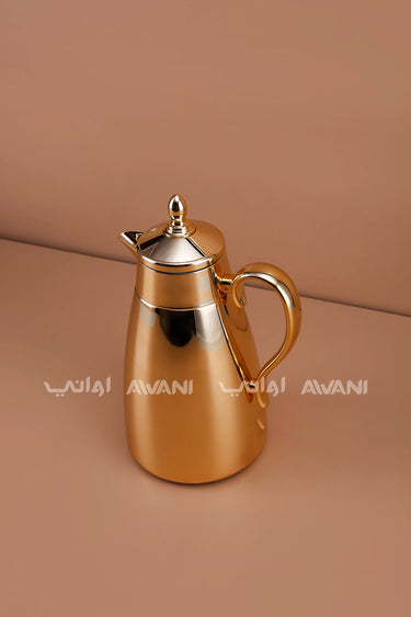 Gold-Tone Insulated Thermal Vacuum Flask – Arabic Coffee & Tea Server - 1300 ML