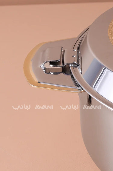 وعاء تقديم حراري من الفولاذ المقاوم للصدأ باللونين الفضي والذهبي، يحافظ على الطعام ساخنًا لفترة طويلة - 2000 مل