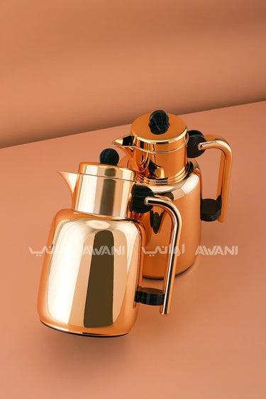 Elegant Vacuum Flask Set – 0.7L & 1L, Gold & Green – Perfect for Tea & Coffee Service | Home and Ideal Gift for Any Occasion