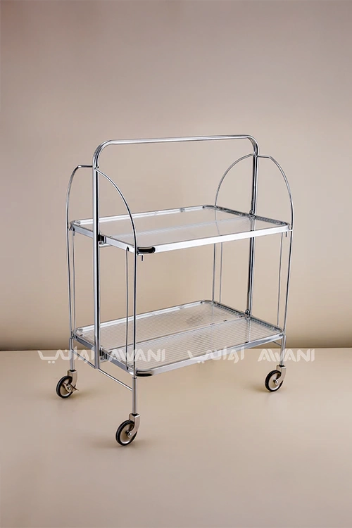 Stainless Steel Utility Trolley with Two Shelves -  Silver