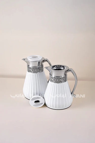 Royal Classic Insulated Flask Set – 1L & 0.75L (White and Silver Finish)