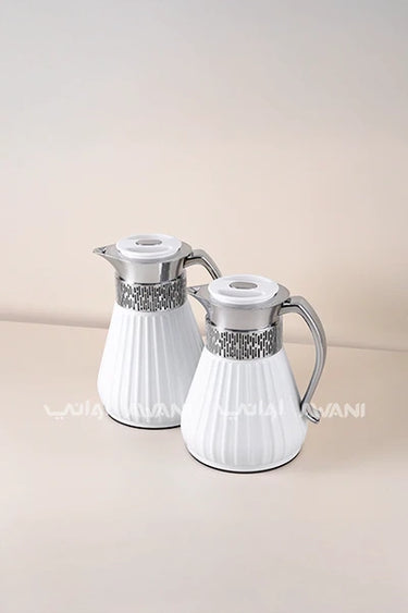 Royal Classic Insulated Flask Set – 1L & 0.75L (White and Silver Finish)