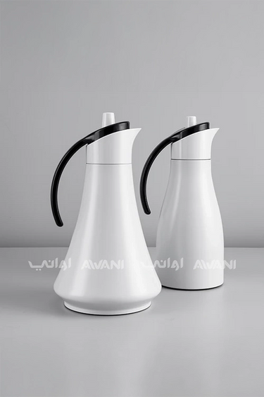 Elegant White Thermal Flask - White and Black Handle  |  Insulated Carafe with Sleek Handle – 700+ 700 ML (2Pcs)