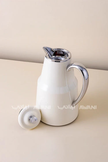 Luxury Stainless Steel Arabic Coffee Dallah with Silver and Sandal – 1.3 ML