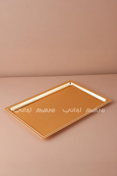 3-Pcs Gold Rectangle Serving Tray Set – Large & Small