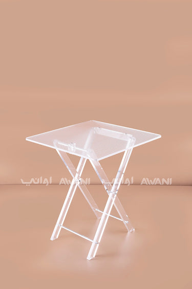 Modern Ribbed Acrylic Folding Table Set - Clear - Set of 4 with Storage Rack