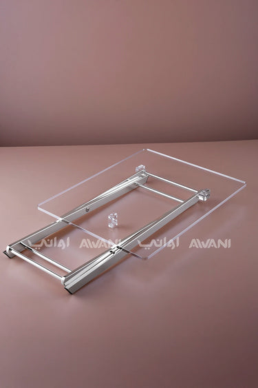 Clear Acrylic Folding Side Table Silver - 4 Pcs