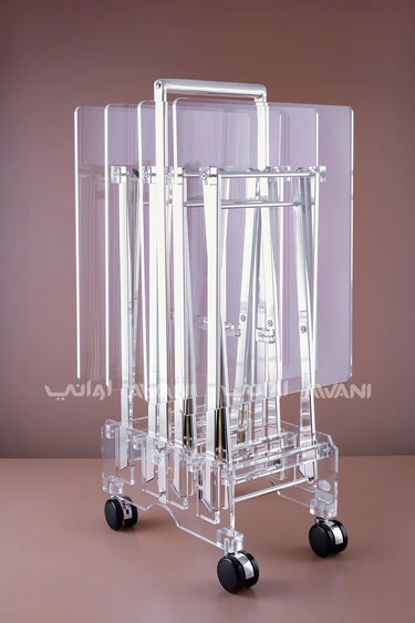 Clear Acrylic Folding Side Table Silver - 4 Pcs