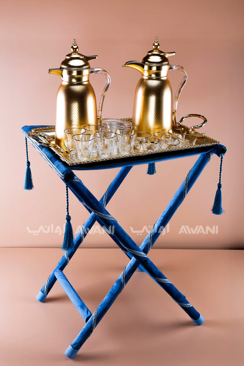 Majlis Style Blue Wooden Folding Table