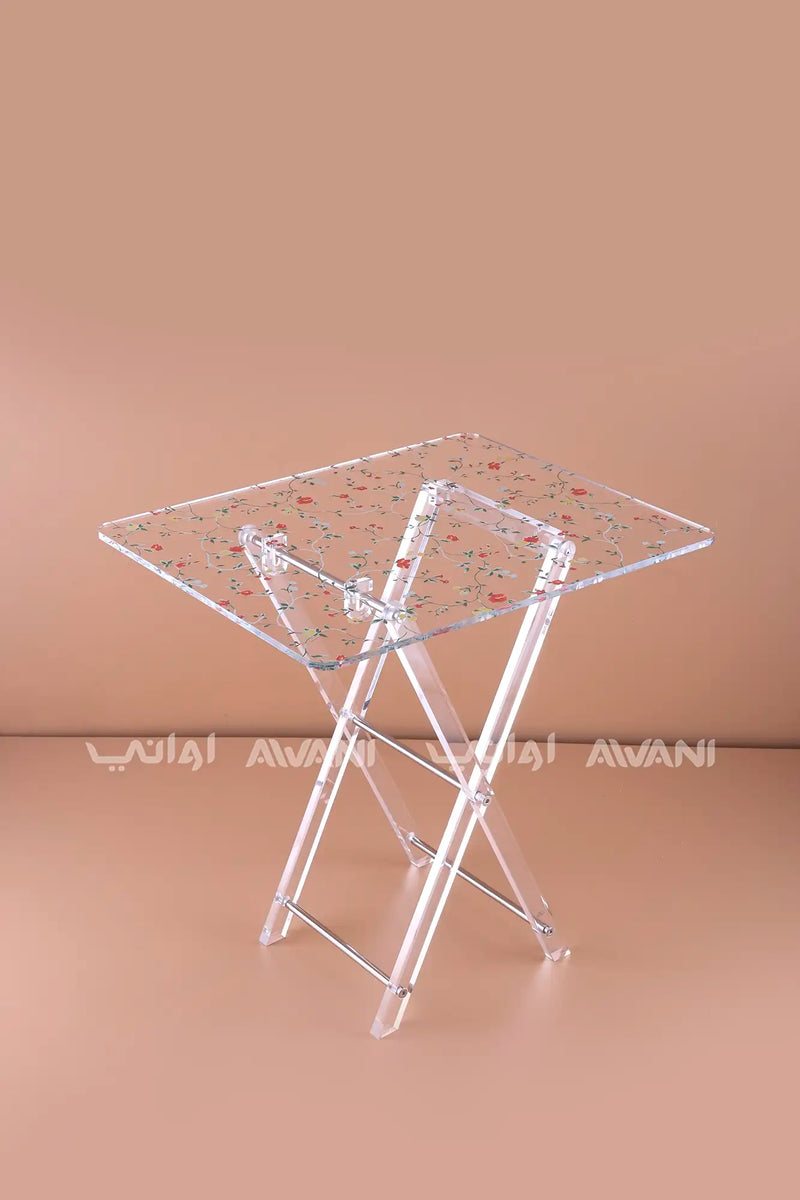 4-Piece Acrylic Folding Table Set – Floral Pattern