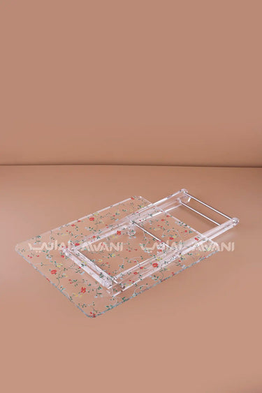 4-Piece Acrylic Folding Table Set – Floral Pattern