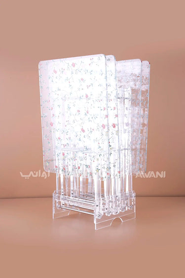 4-Piece Acrylic Folding Table Set – Floral Pattern