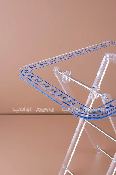 4-Piece Acrylic Folding Table Set – Blue Floral Pattern