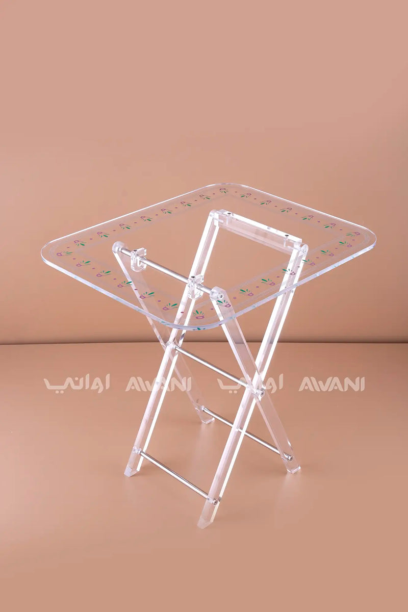 Foldable Acrylic Side Tables – 4-Piece Floral Set