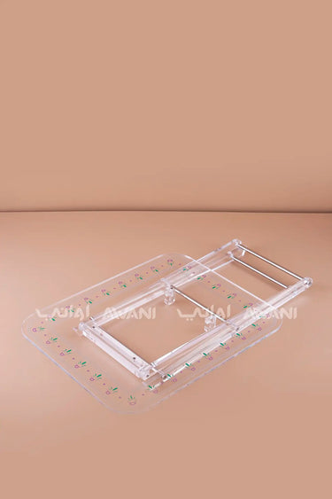 Foldable Acrylic Side Tables – 4-Piece Floral Set