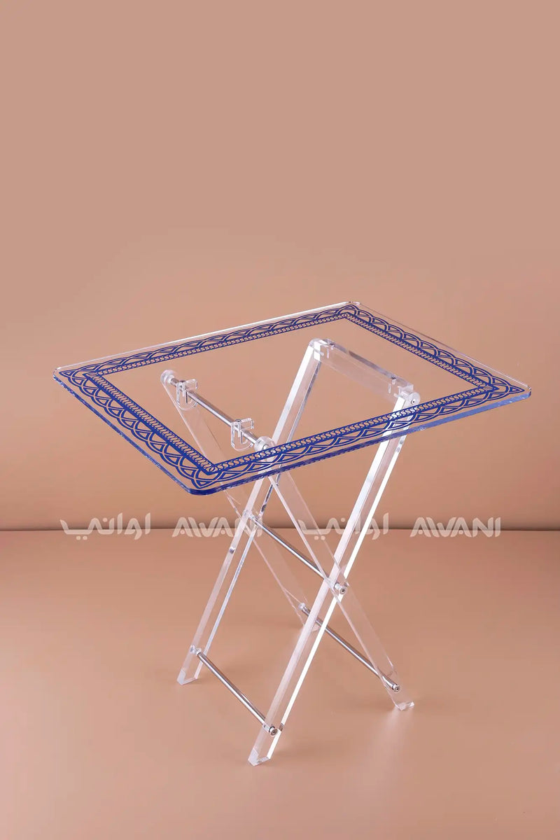 Blue Printed 4-Piece Foldable Acrylic Side Table Set