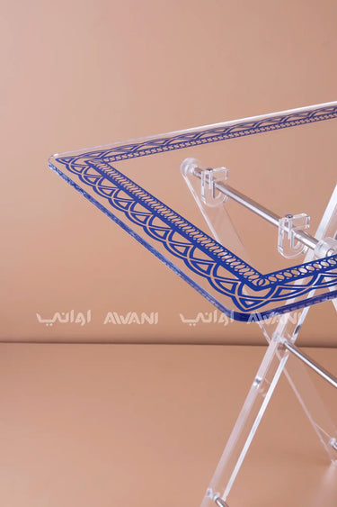 Blue Printed 4-Piece Foldable Acrylic Side Table Set