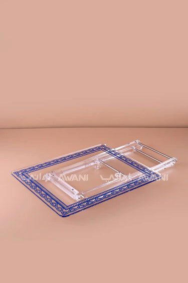 Blue Printed 4-Piece Foldable Acrylic Side Table Set
