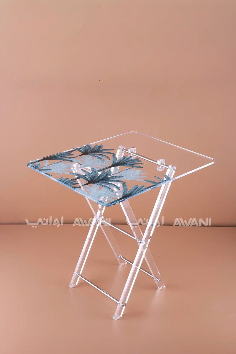 Foldable Acrylic Side Tables – 4-Piece Floral Set