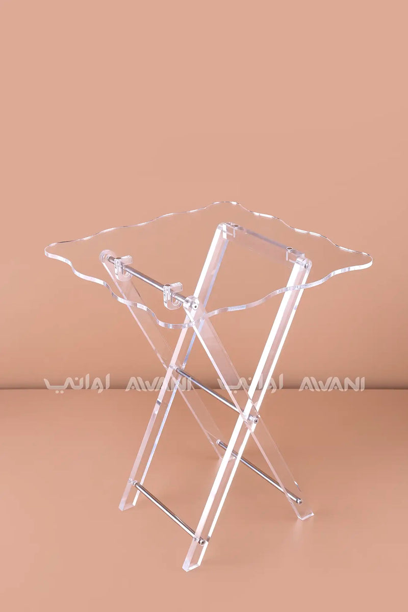 4 Pcs Clear Acrylic Folding Tray Table Set with Wave Edges