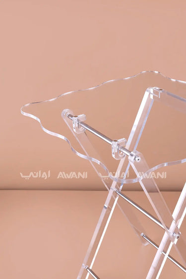 4 Pcs Clear Acrylic Folding Tray Table Set with Wave Edges