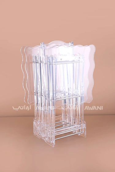 4 Pcs Clear Acrylic Folding Tray Table Set with Wave Edges
