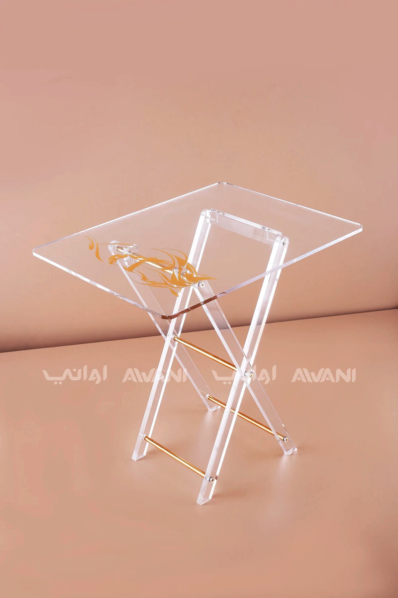 Clear Acrylic Folding Tray Tables with Gold Accents – Set of 4