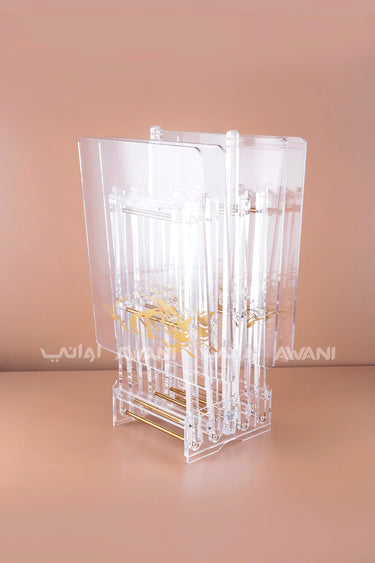 Clear Acrylic Folding Tray Tables with Gold Accents – Set of 4