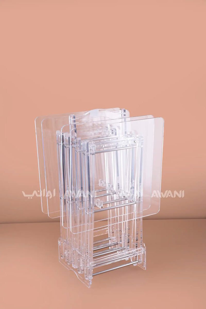 4 Pcs Clear Acrylic Folding Tray Table Set