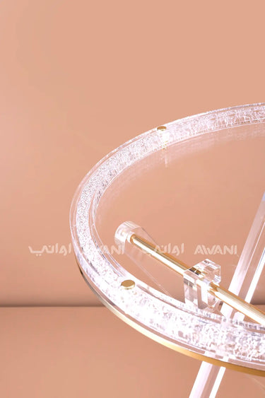 Acrylic Folding Tray Table Set with "Crushed Ice" Rim and Gold Accents – Set of 4 with Storage Rack