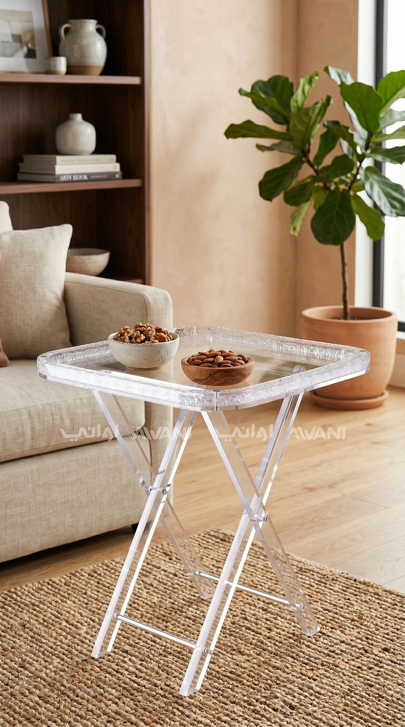 Iced-Textured Clear Acrylic Folding Table Set | 4 Pcs