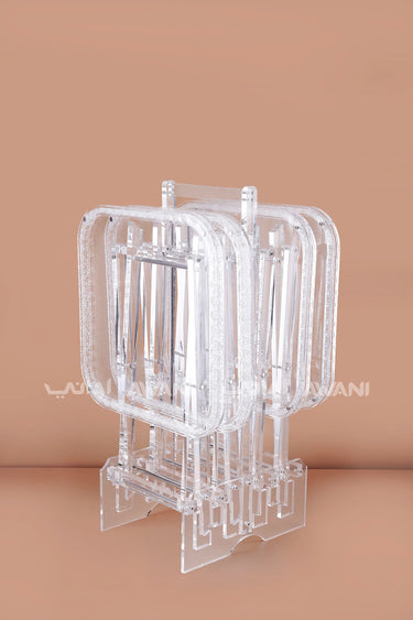Iced-Textured Clear Acrylic Folding Table Set | 4 Pcs