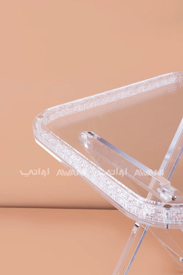 Iced-Textured Clear Acrylic Folding Table Set | 4 Pcs