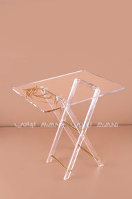 Rectangular Acrylic Folding Table with Gold Horse Head Illustration -4 Pcs