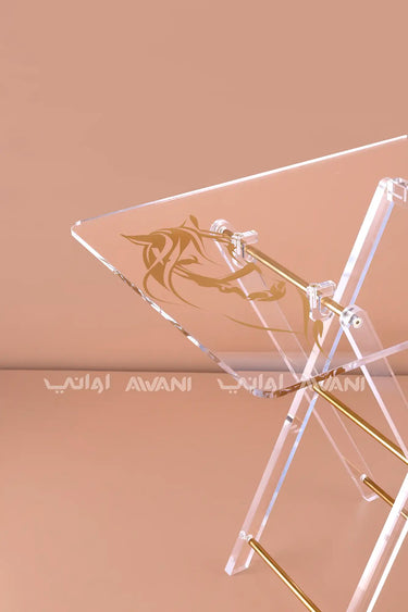 Rectangular Acrylic Folding Table with Gold Horse Head Illustration -4 Pcs