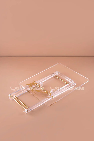 Rectangular Acrylic Folding Table with Gold Horse Head Illustration -4 Pcs