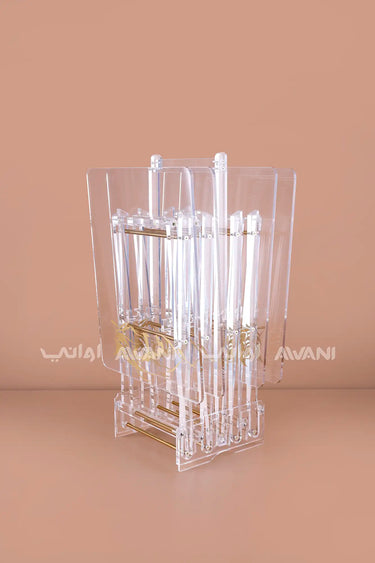 Rectangular Acrylic Folding Table with Gold Horse Head Illustration -4 Pcs