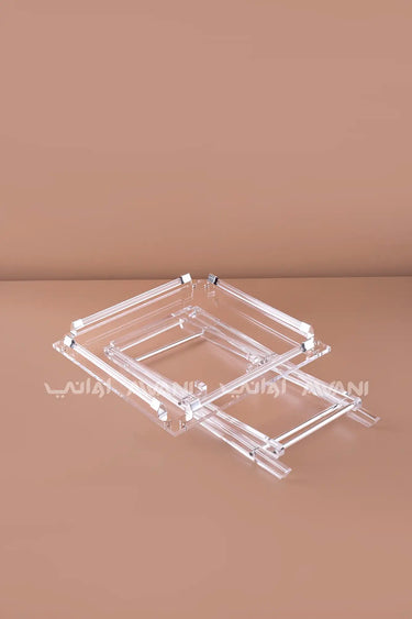 5-Piece Acrylic Folding Table Set (4 Tables + 1 Stand) – Silver Accents - SQ