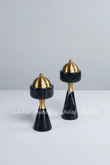 Modern Ceramic Black & Gold Burner Holders with Cover